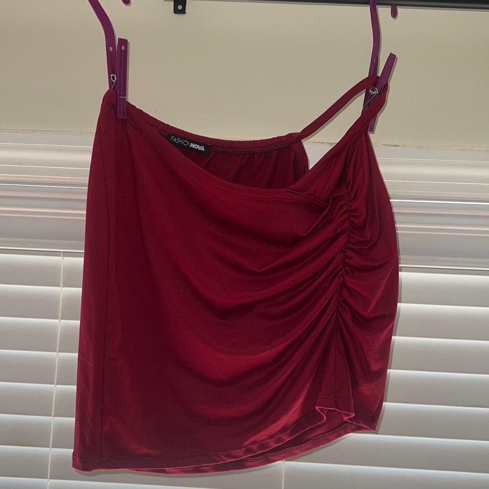 Red mini skirt with cut out